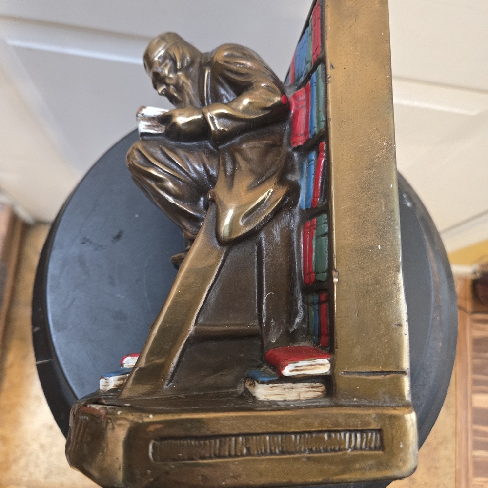 Vintage Bronze Bookend with Red and Blue Accents - Picture 7 of 12
